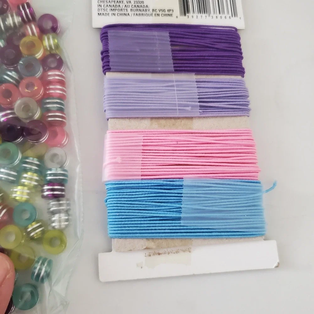 Crafters Square Jewelry Making Kit Striped Beads and 4pk Stretch Lace Elastic